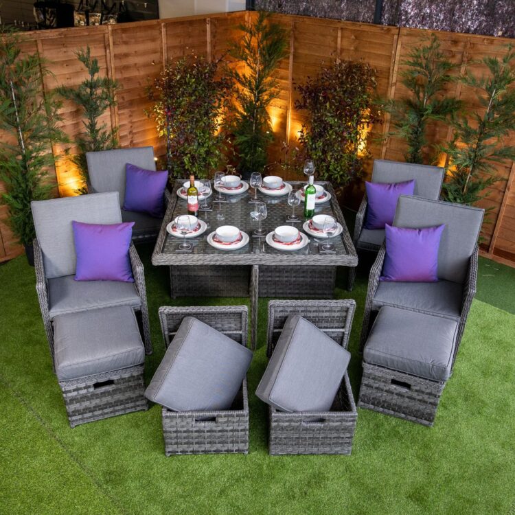 Serena Rattan 4 Seat Cube With 4 Storage Footstools-11985