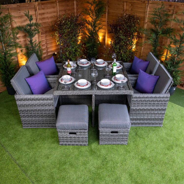 Serena Rattan 4 Seat Cube With 4 Storage Footstools-0