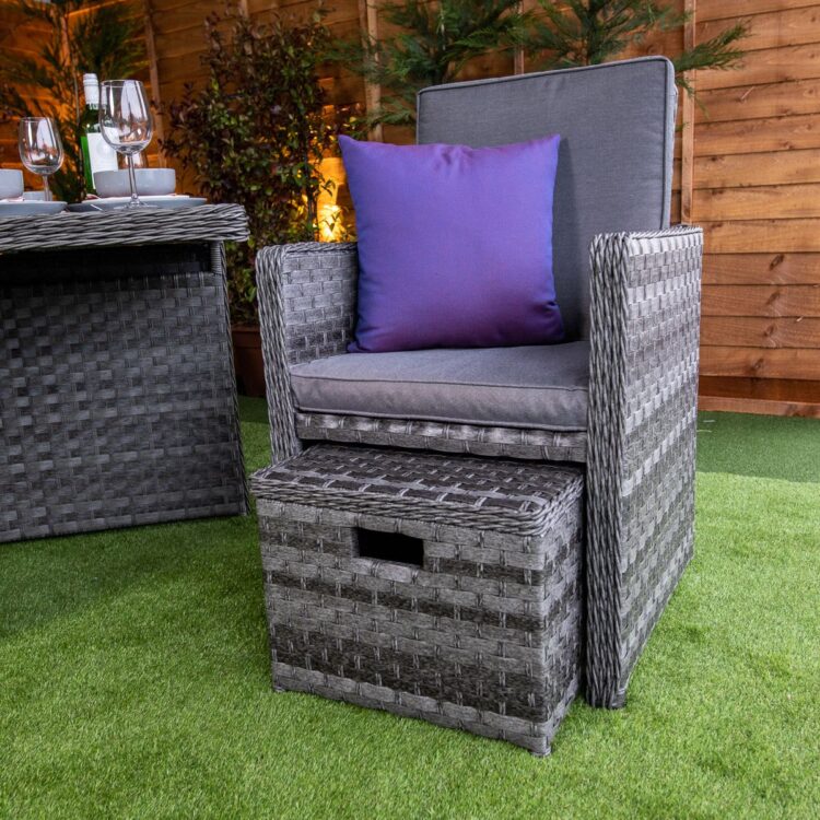 Serena Rattan 4 Seat Cube With 4 Storage Footstools-11980