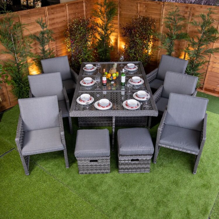 Serena 6 Seat Rattan Cube Set With 4 Storage Footstools-12023