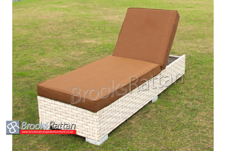 Ivory Wide Rattan Single Sun Lounger in Cream Rattan-5766