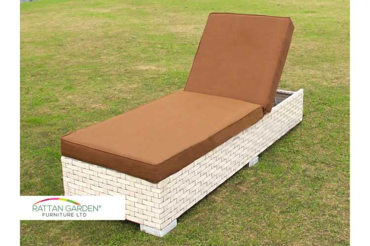 Ivory Wide Rattan Single Sun Lounger in Cream Rattan-0