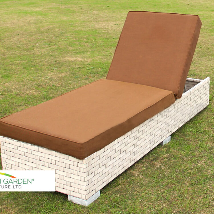 Ivory Wide Rattan Single Sun Lounger in Cream Rattan-0