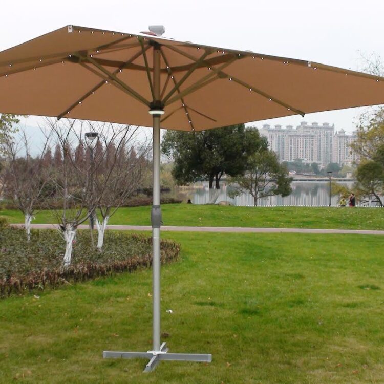 The Ultra 4m x 4m Square LED Fully Remote Parasol in Cream-0