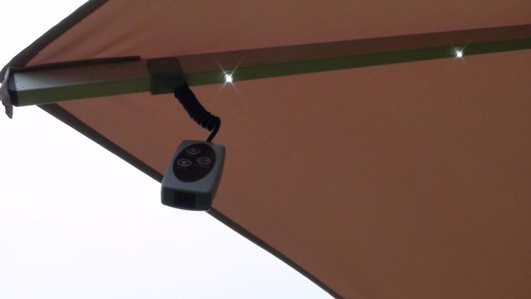 The Ultra 4m x 4m Square LED Fully Remote Parasol in Cream-2996