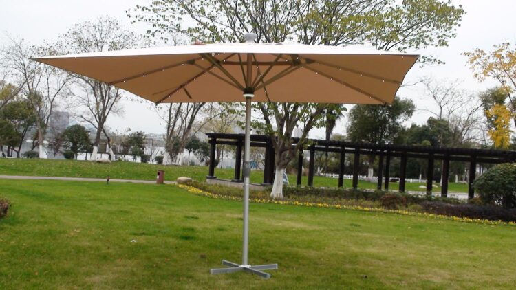 The Ultra 4m x 4m Square LED Fully Remote Parasol in Cream-2999