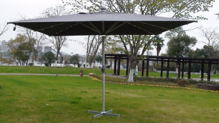 The Ultra 4m x 4m Square LED Fully Remote Parasol in Grey-3002