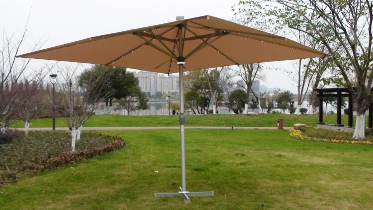 The Ultra 4m x 4m Square LED Fully Remote Parasol in Cream-2994