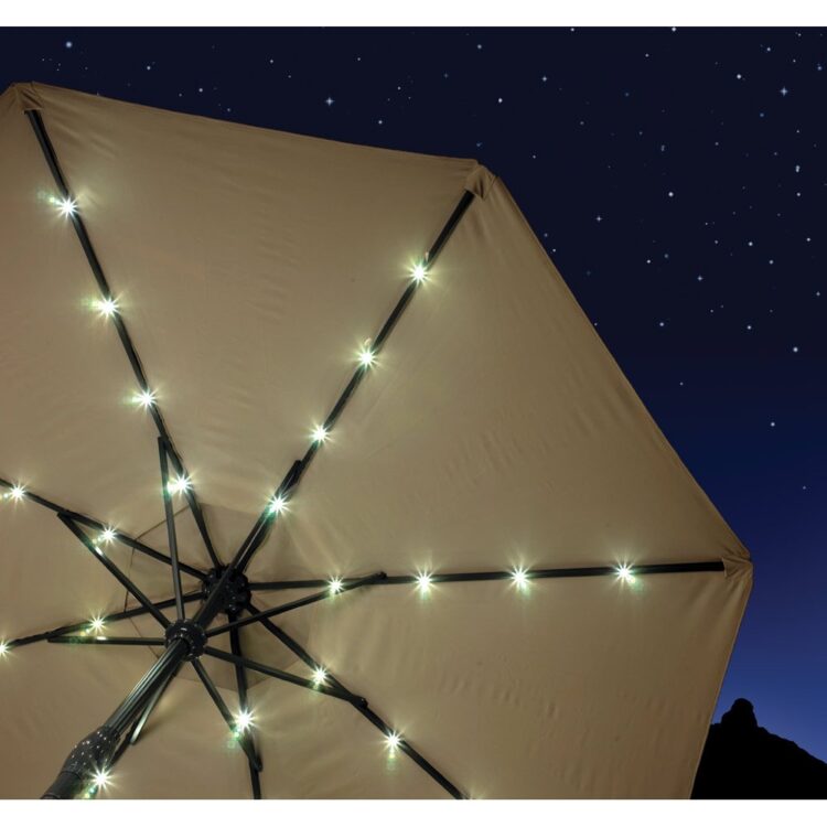 LED 2.7m Round Crank Parasol in Cream-5325