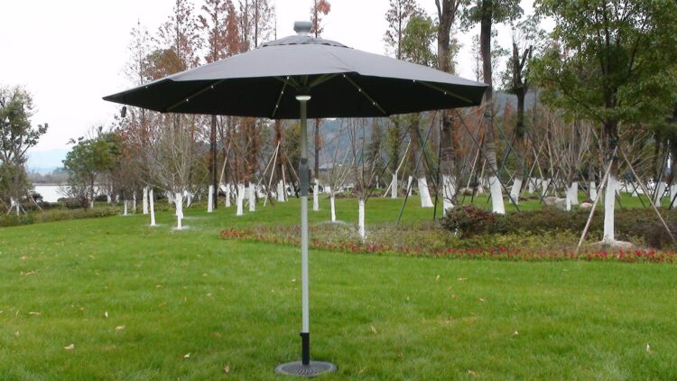 LED 3m Round Remote Controlled Parasol in Grey-0