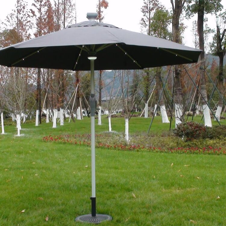 LED 3m Round Remote Controlled Parasol in Grey-0