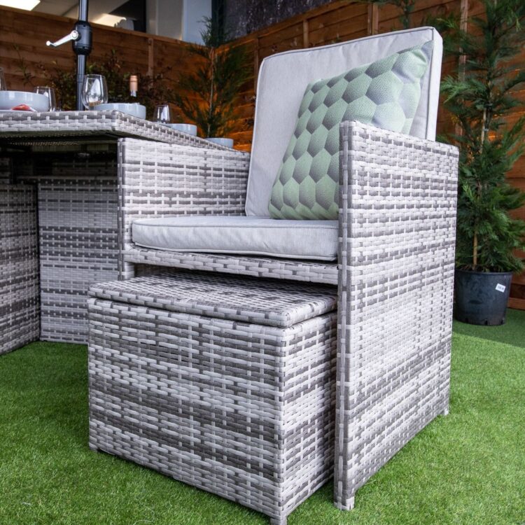 Champagne 6 Seat Cube With 4 Storage Footstools-11930