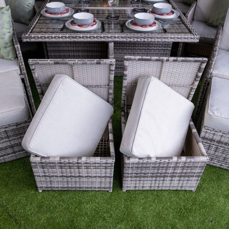 Champagne 6 Seat Cube With 4 Storage Footstools-11932