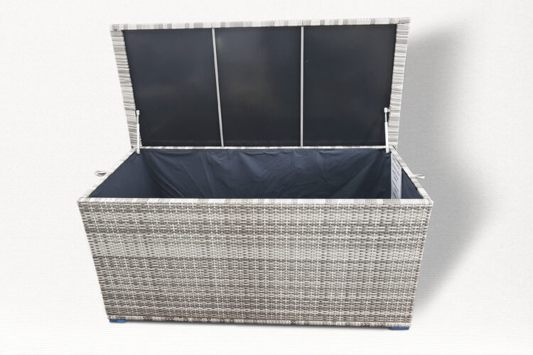 Champagne Large Storage Box in Mixed Grey Rattan-0