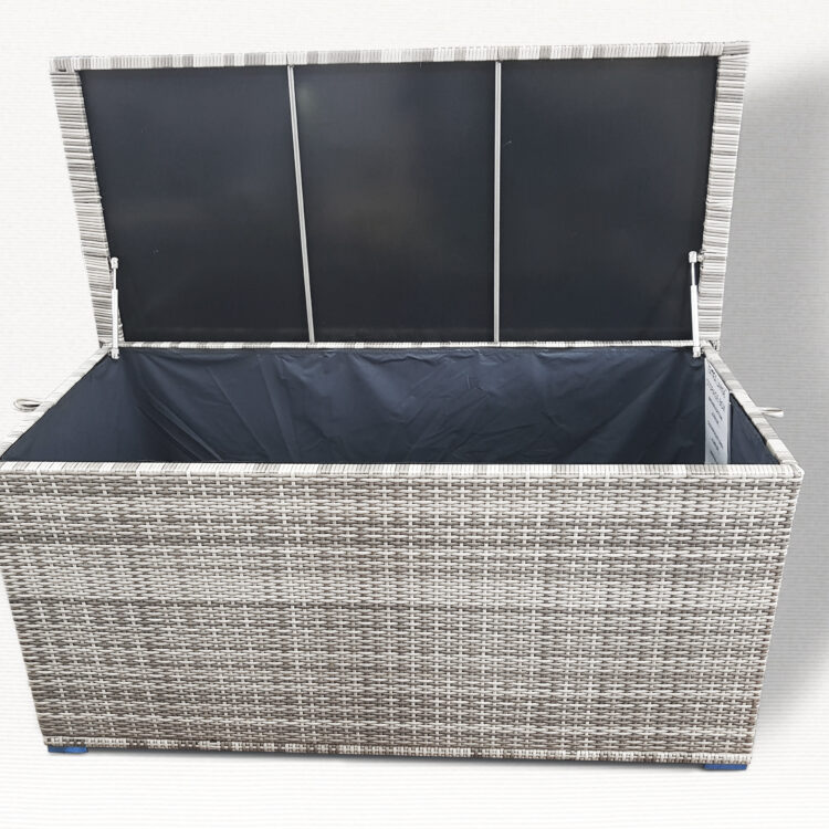 Champagne Large Storage Box in Mixed Grey Rattan-0