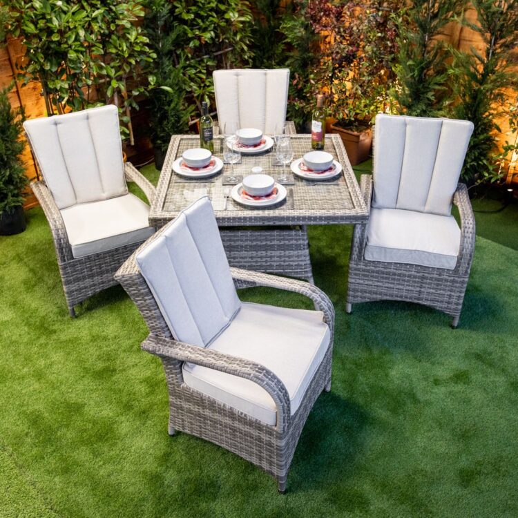 Champagne Tokyo Square 4 Seat Rattan rattan Dining Set-13028