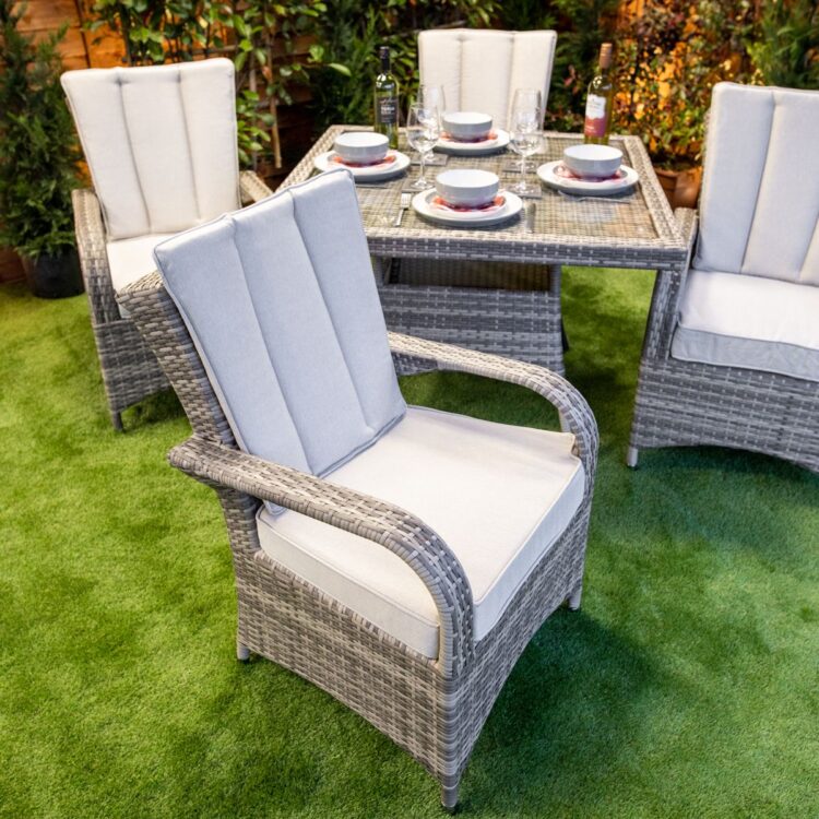 Champagne Tokyo Square 4 Seat Rattan rattan Dining Set-13027