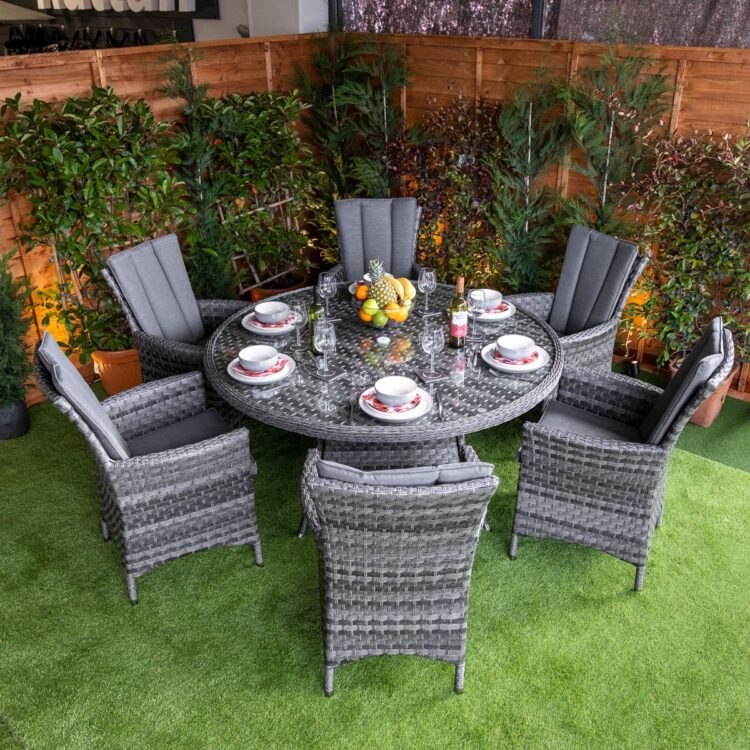 Serena Atlanta Round 6 Seat Rattan Dining Set-0