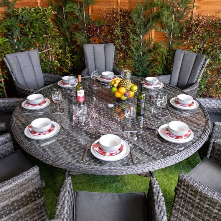 Serena Atlanta Round 8 Seat Rattan Dining Set-11599