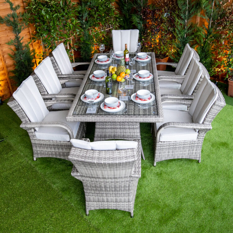 Champagne Tokyo Rectangular 8 Seat rattan Dining Set-0