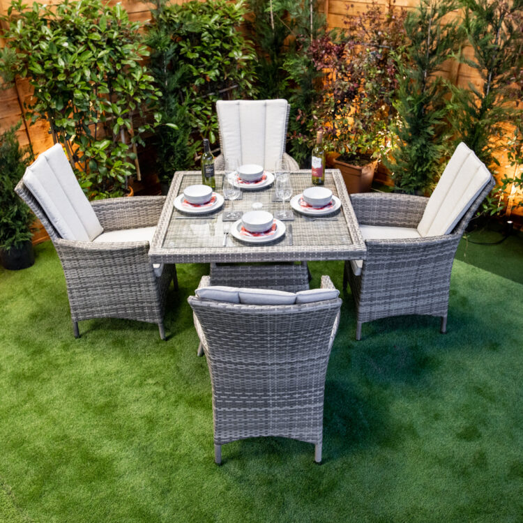 Champagne Atlanta Square 4 Seat Rattan Dining Set-0