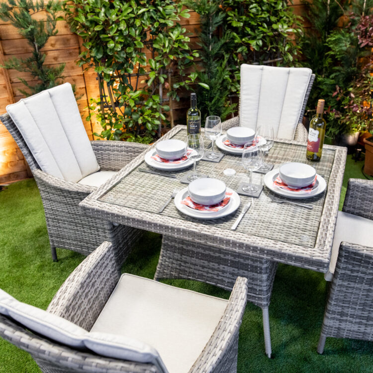 Champagne Atlanta Square 4 Seat Rattan Dining Set-11234