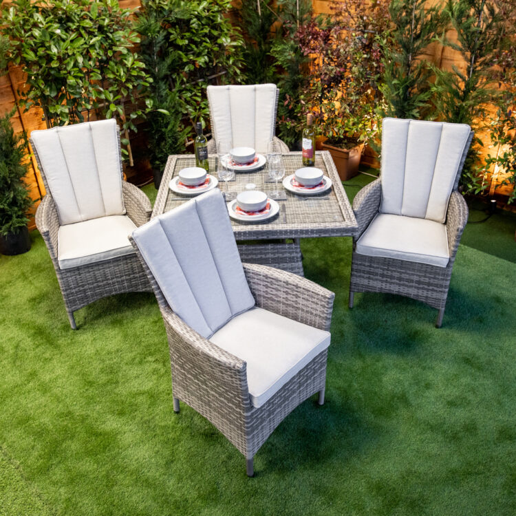 Champagne Atlanta Square 4 Seat Rattan Dining Set-11236