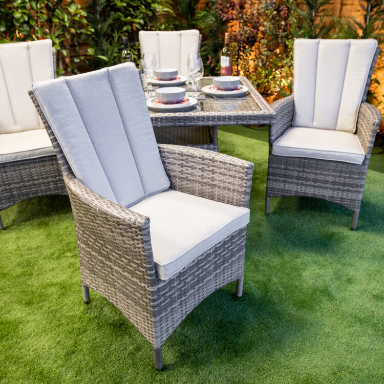 Champagne Atlanta Square 4 Seat Rattan Dining Set-11237