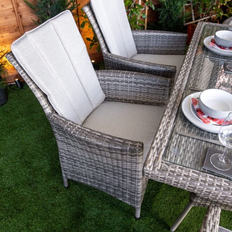 Champagne Atlanta Rectangular 6 Seat rattan Dining Set-11486