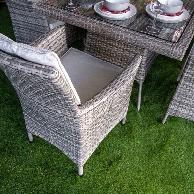 Champagne Atlanta Rectangular 6 Seat rattan Dining Set-11487