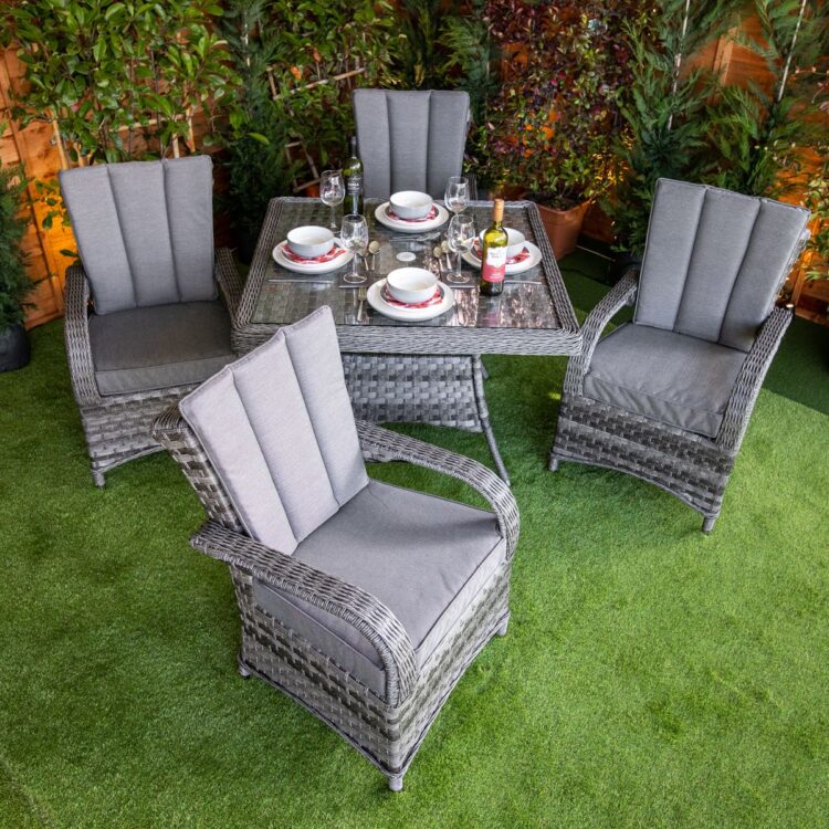 Serena Tokyo Square 4 Seat Rattan Dining Set-11544