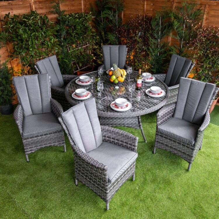 Serena Atlanta Round 6 Seat Rattan Dining Set-11567