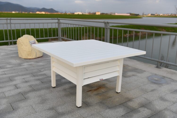 Shutter Style White Aluminium Square Dining Table-8077