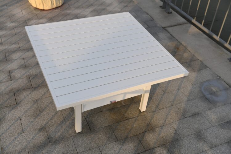 Shutter Style White Aluminium Square Dining Table-8078