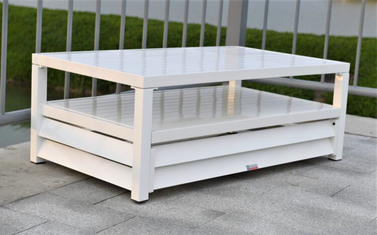 Shutter Style White Aluminium Rectangle Coffee Table-0