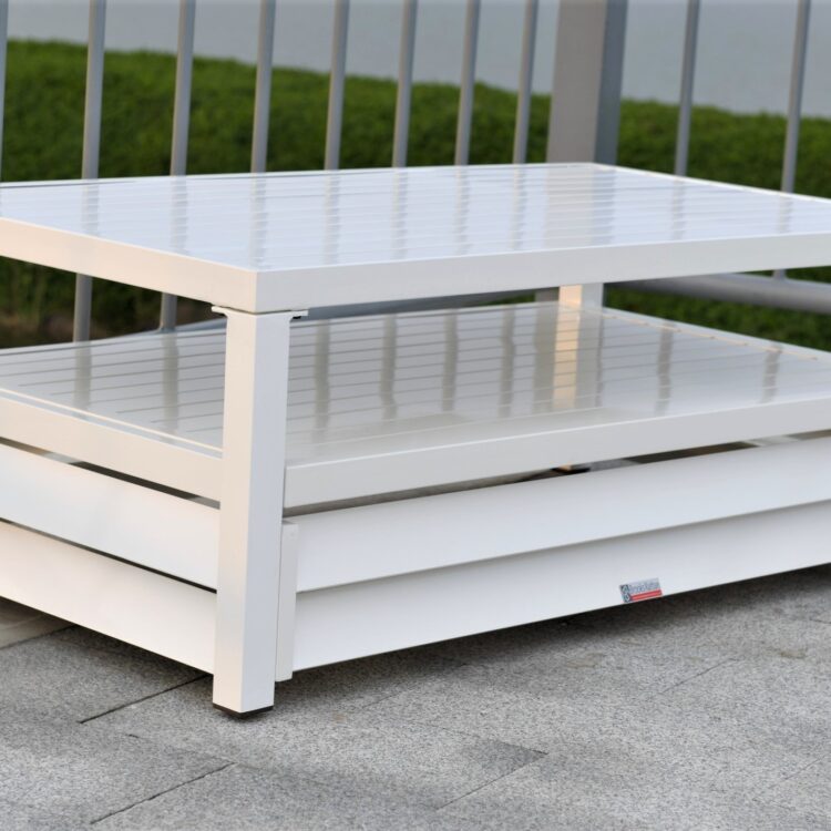 Shutter Style White Aluminium Rectangle Coffee Table-0