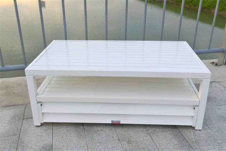 Shutter Style White Aluminium Rectangle Coffee Table-8063