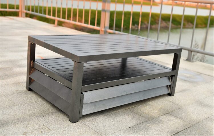 Shutter Style Grey Aluminium Rectangle Coffee Table-8058