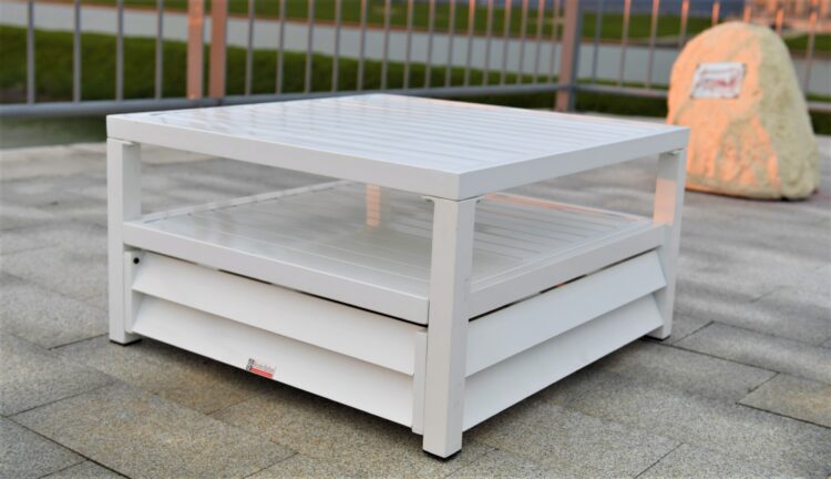 Shutter Style White Aluminium Square Coffee Table-0