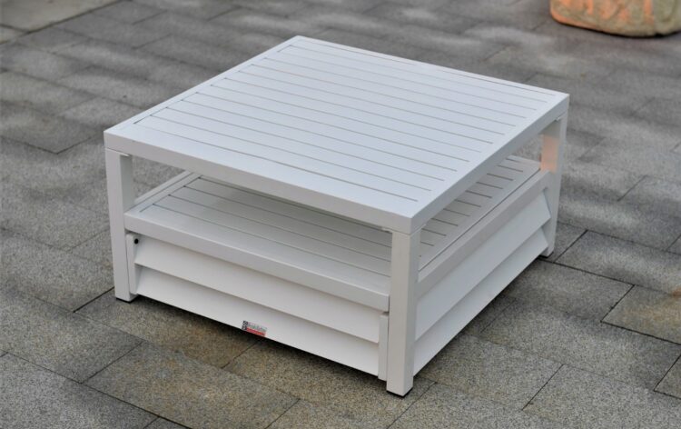 Shutter Style White Aluminium Square Coffee Table-8070