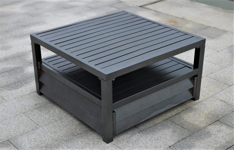 Shutter Style Grey Aluminium Square Coffee Table-0