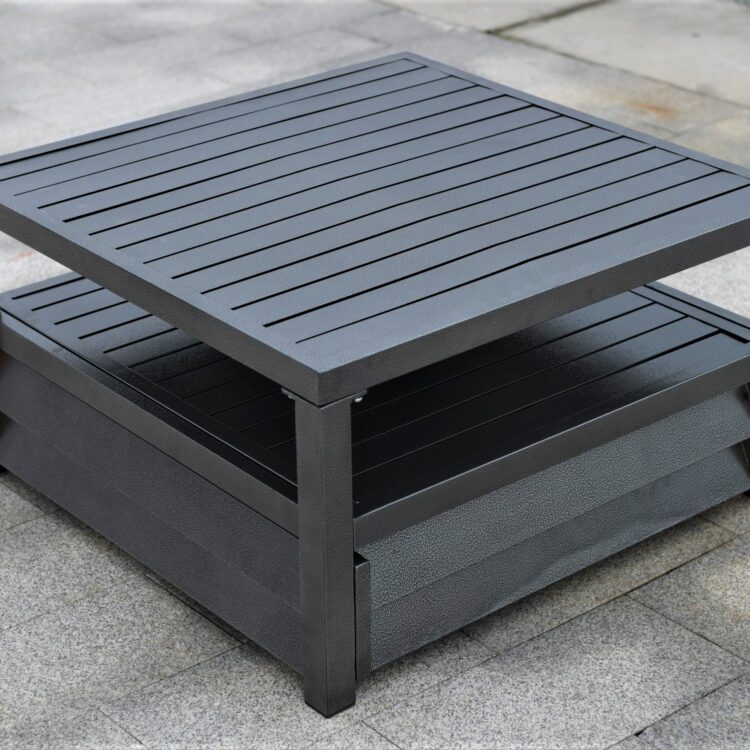 Shutter Style Grey Aluminium Square Coffee Table-0