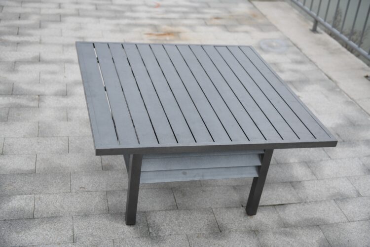 Shutter Style Grey Aluminium Square Dining Table-8085