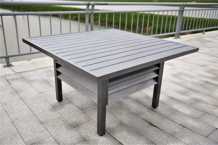 Shutter Style Grey Aluminium Square Dining Table-0