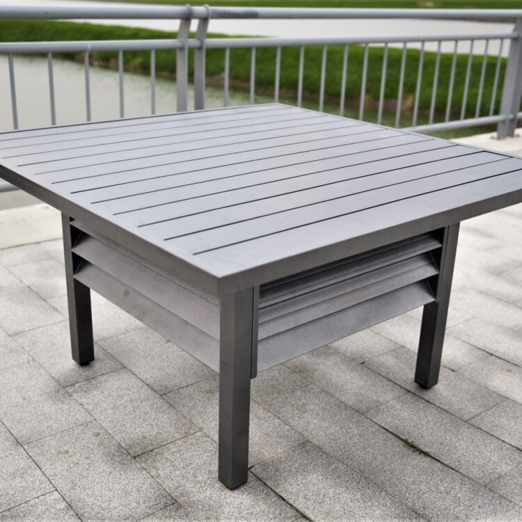 Shutter Style Grey Aluminium Square Dining Table-0