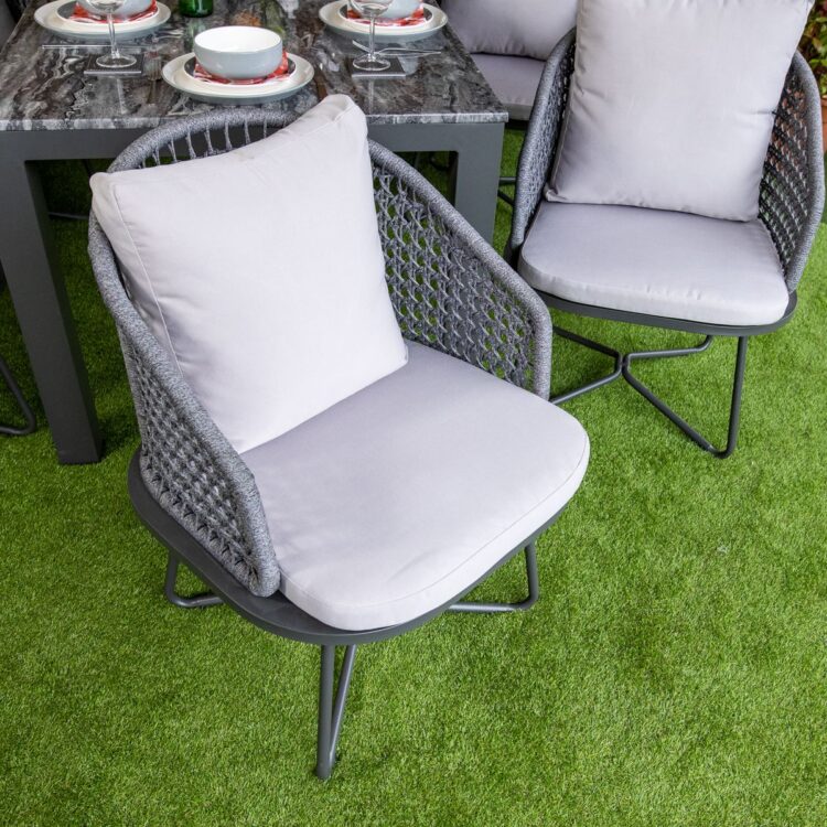 Oasis Grey Marble Effect 6 Seat rattan Dining Set-12892