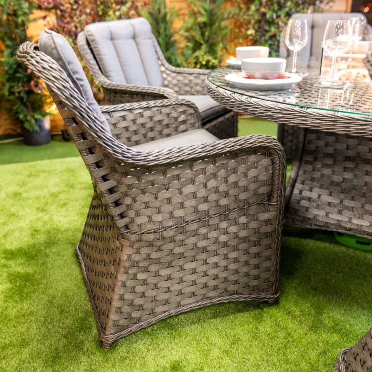 Serena Vienna Round 6 Seat Rattan Fire Pit Set-11884