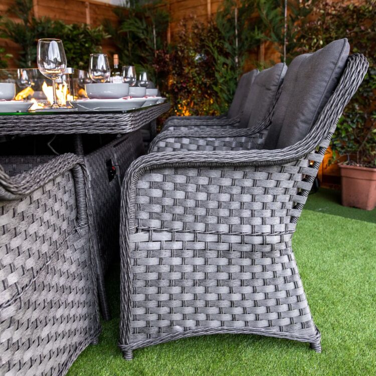 Serena Vienna 8 Seat Rattan Fire Pit With 210cm Rectangular Table-11912