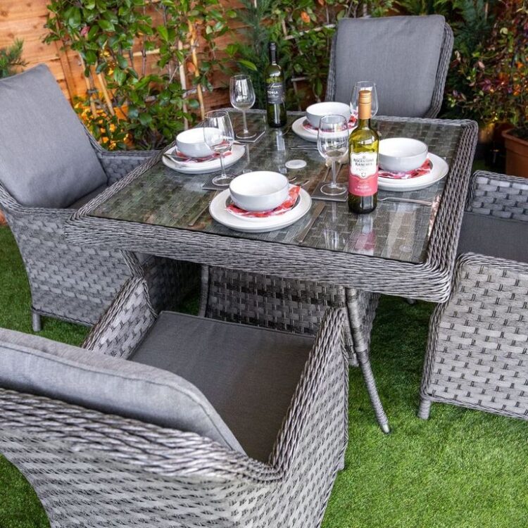 Serena Paris Square 4 Seat Rattan Dining Set-11671