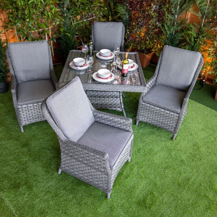 Serena Paris Square 4 Seat Rattan Dining Set-11677